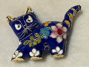 Amazon.co.jp: 置物 工芸品 七宝焼 「猫」 香道具 茶道具 金属